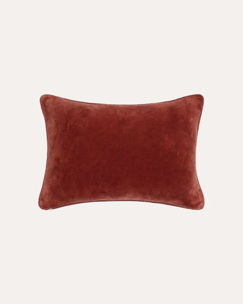 Tara Embroidered Velvet Cushion - Carmine Red