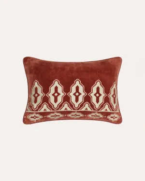 Tara Embroidered Velvet Cushion - Carmine Red