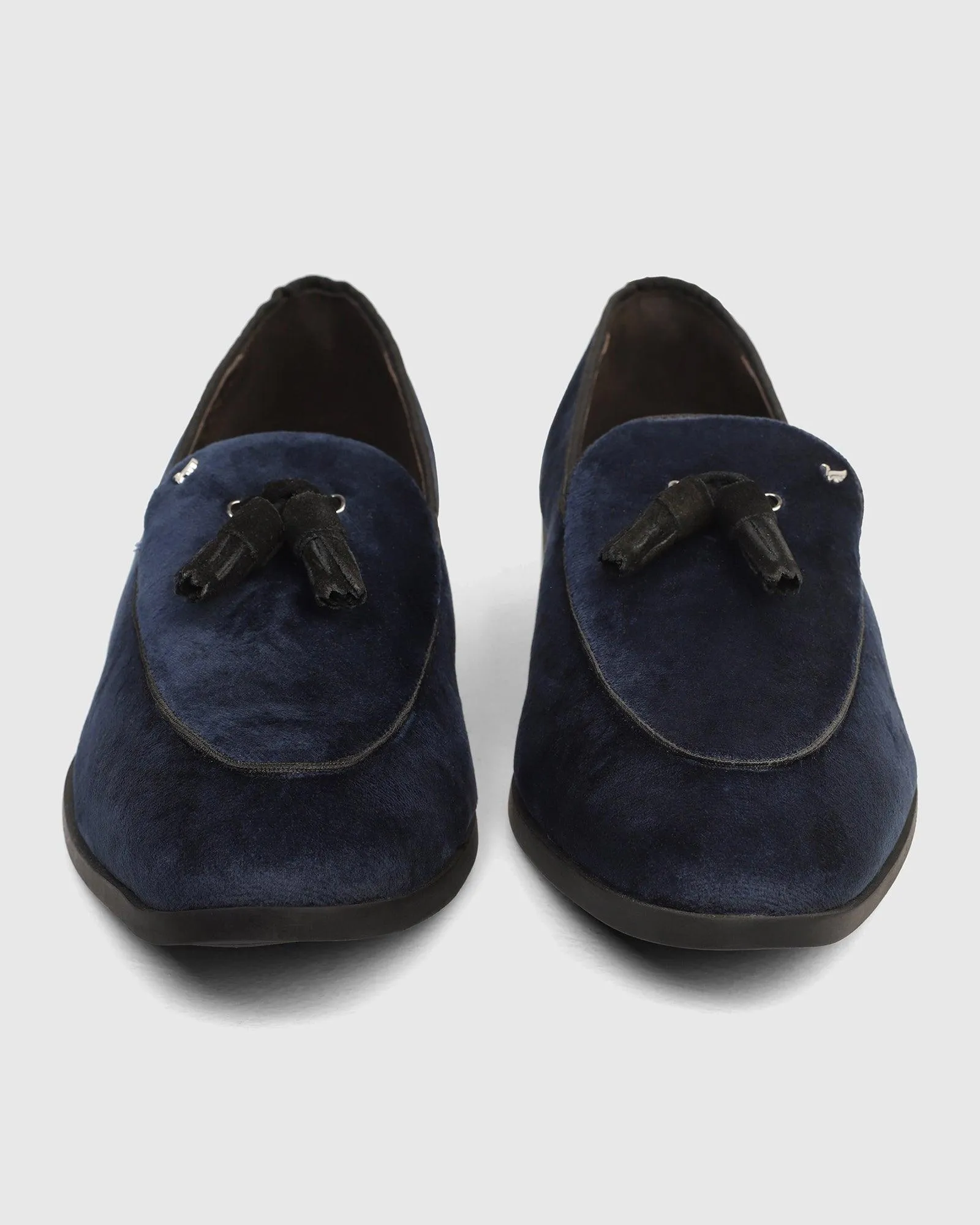 Velvet Navy Textured Slip On Shoes - Mrinal