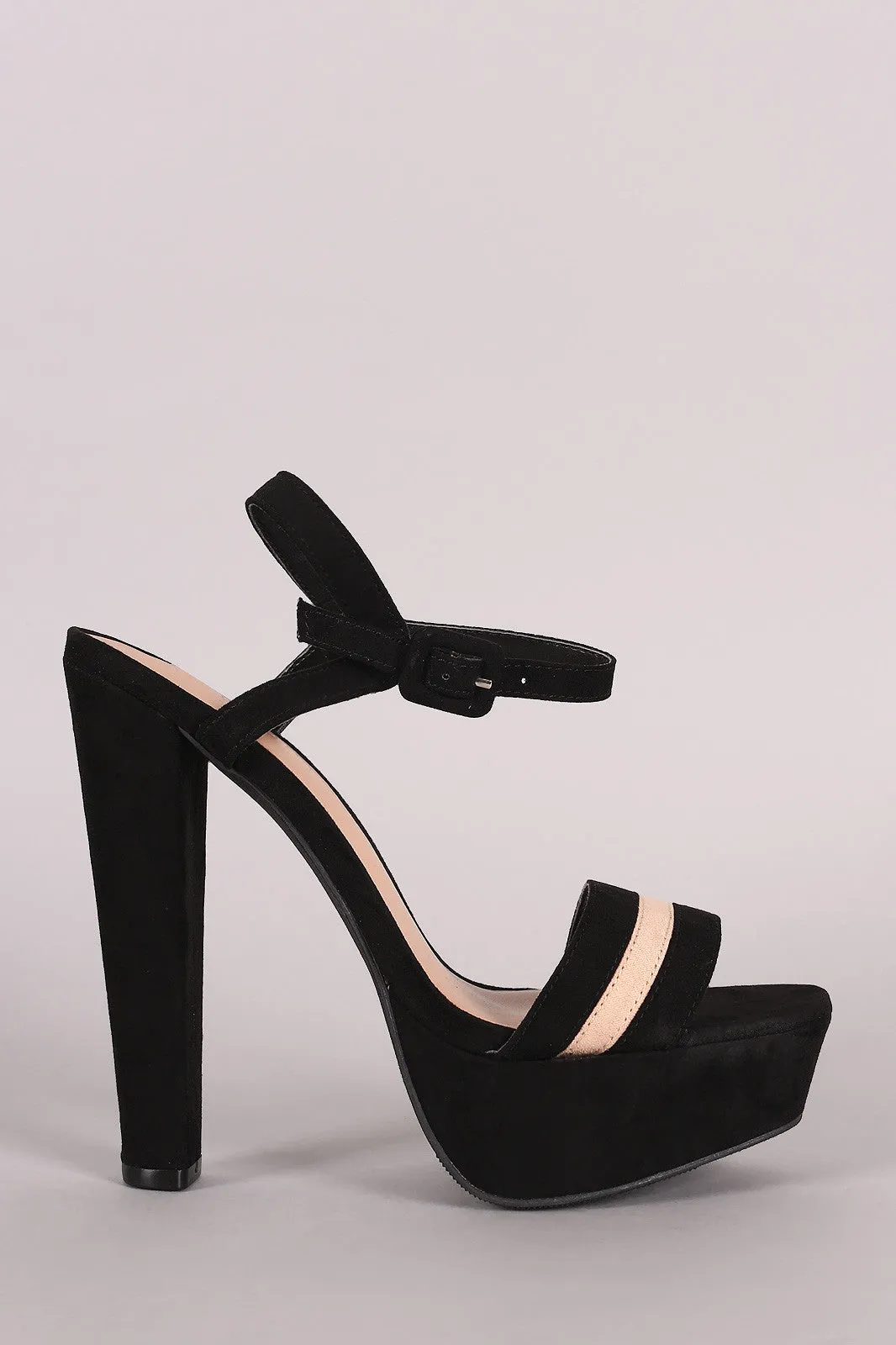 Wild Diva Lounge Stripe Ankle Strap Platform Heel