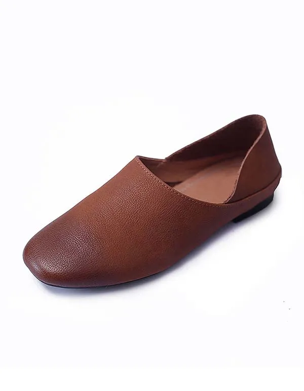 Women's Pointed Toe Soft Leather Retro Flats